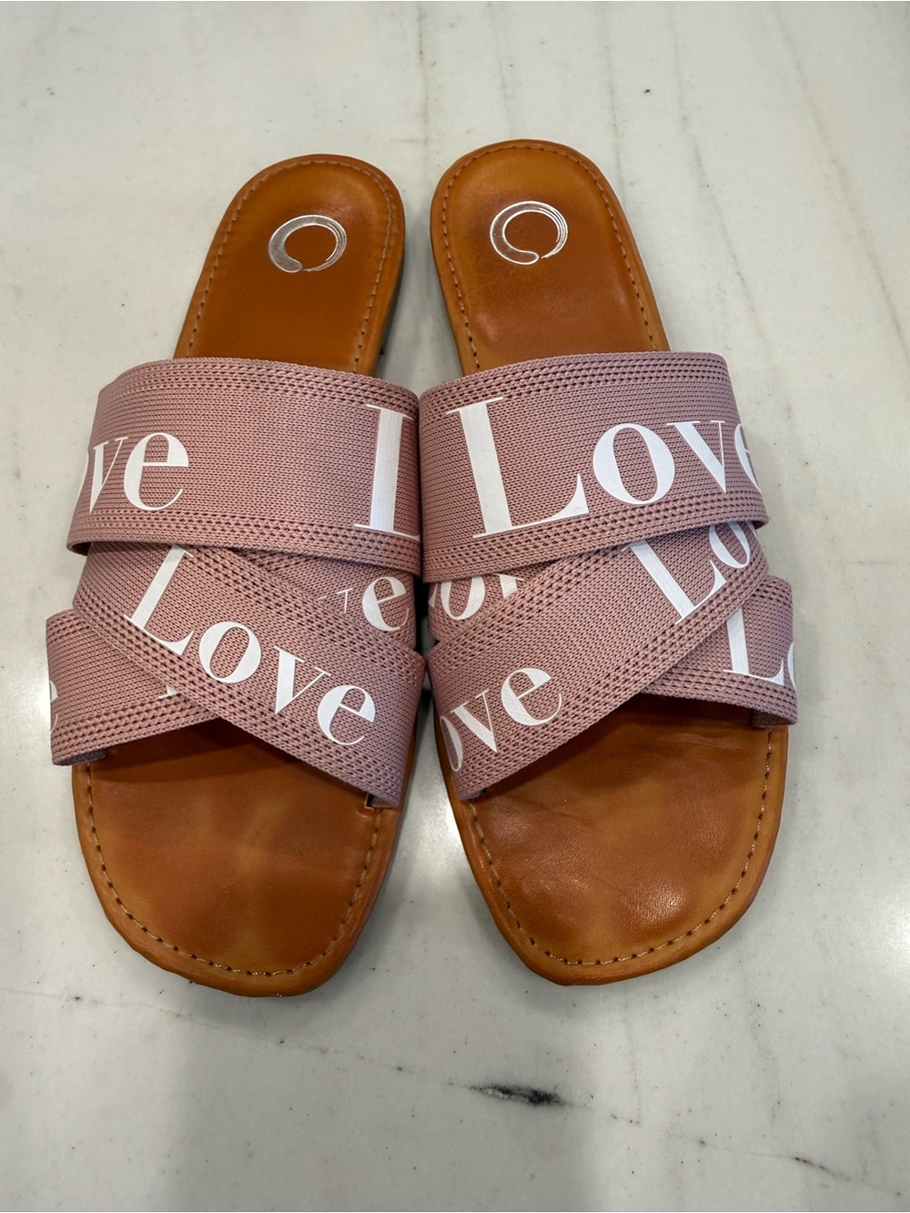 Women’s Pink Cross-Strap Slide Sandals - Picture 2 of 4